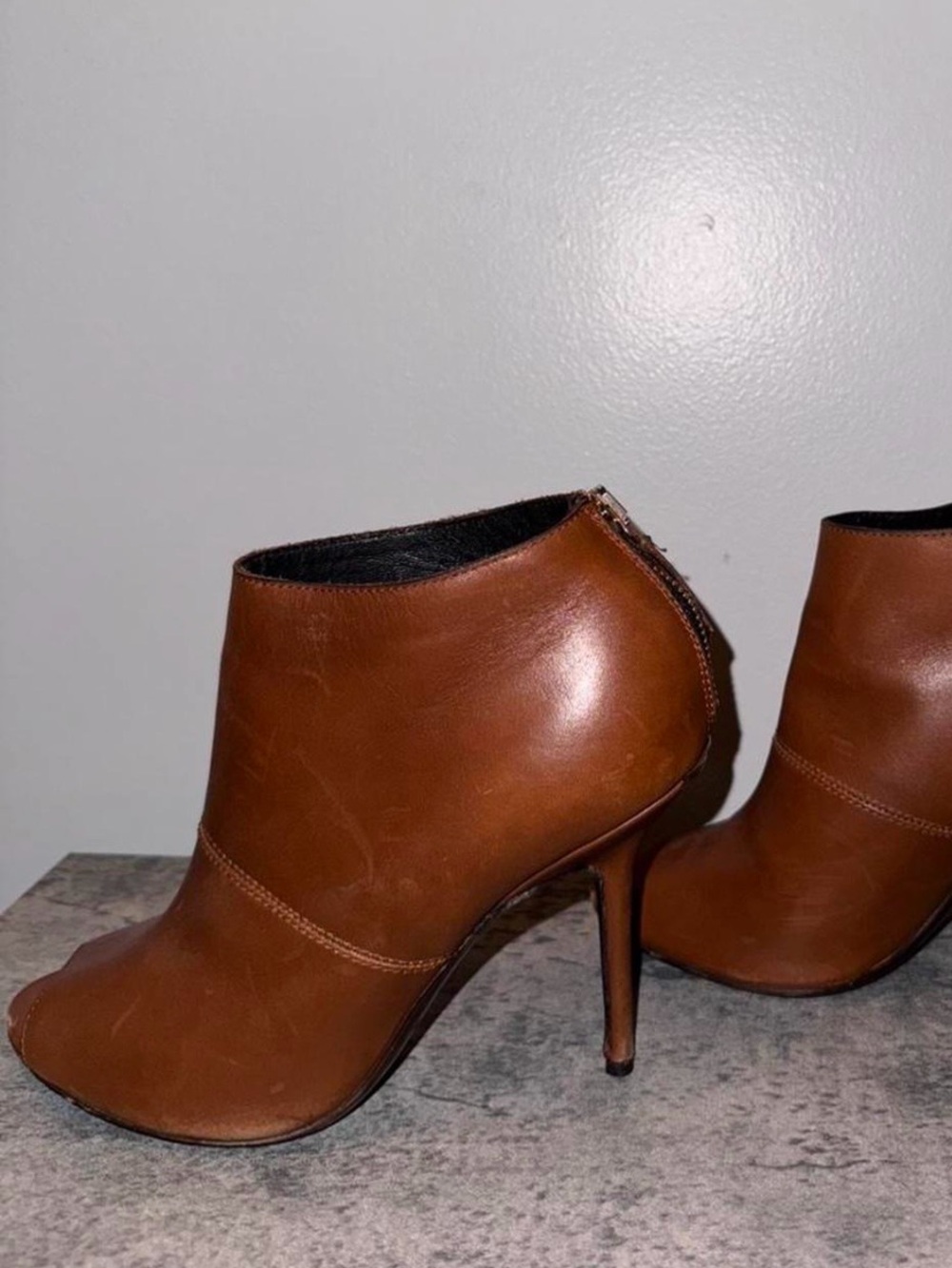 Burberry Brown Leather Ankle Booties with Stiletto Heel